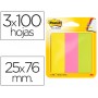 BLOC DE NOTAS ADHESIVAS QUITA Y PON POST-IT 671/3 MININOTAS ROSA/VERDE/AMARILLO NEON