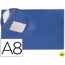 CARPETA BEAUTONE DOSSIER BROCHE POLIPROPILENO DIN A8 AZUL CON CIERRE DE VELCRO