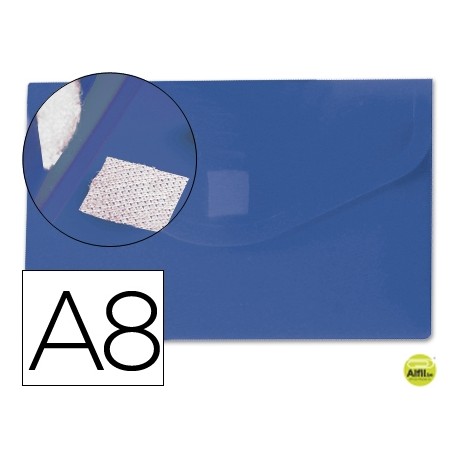 CARPETA BEAUTONE DOSSIER BROCHE POLIPROPILENO DIN A8 AZUL CON CIERRE DE VELCRO