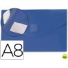 CARPETA BEAUTONE DOSSIER BROCHE POLIPROPILENO DIN A8 AZUL CON CIERRE DE VELCRO