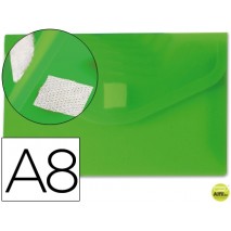 CARPETA BEAUTONE DOSSIER BROCHE POLIPROPILENO DIN A8 VERDE CON CIERRE DE VELCRO