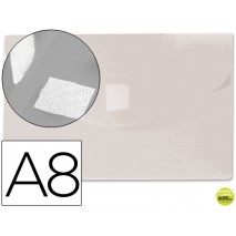 CARPETA BEAUTONE DOSSIER BROCHE POLIPROPILENO DIN A8 INCOLORA CON CIERRE DE VELCRO