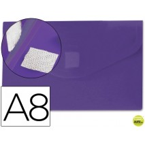 CARPETA BEAUTONE DOSSIER BROCHE POLIPROPILENO DIN A8 VIOLETA CON CIERRE DE VELCRO
