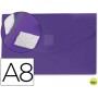 CARPETA BEAUTONE DOSSIER BROCHE POLIPROPILENO DIN A8 VIOLETA CON CIERRE DE VELCRO