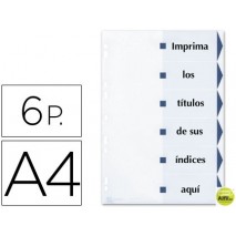 SEPARADOR DE CARTULINA AVERY IMPRIMIBLE 6 SEPARADORES DIN A4