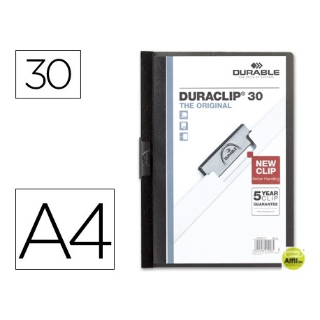 CARPETA DURACLIP DOSSIER PINZA LATERAL NEGRO CAPACIDAD 30 HOJAS
