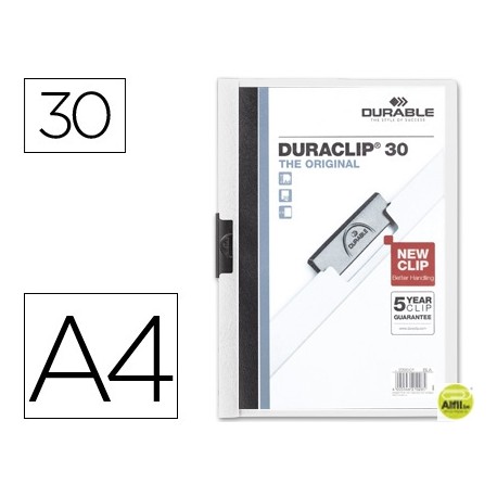 CARPETA DURACLIP DOSSIER PINZA LATERAL BLANCO CAPACIDAD 30 HOJAS