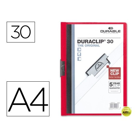 CARPETA DURACLIP DOSSIER PINZA LATERAL ROJO CAPACIDAD 30 HOJAS