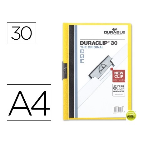 CARPETA DURACLIP DOSSIER PINZA LATERAL AMARILLO CAPACIDAD 30 HOJAS