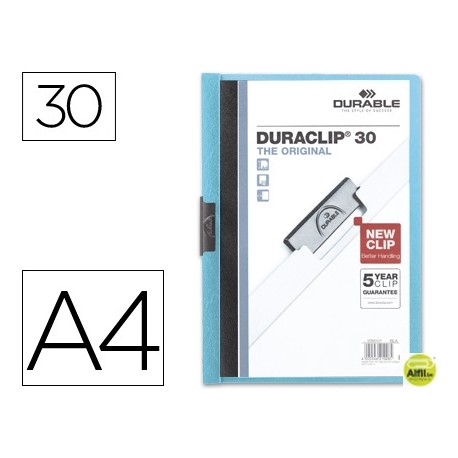 CARPETA DURACLIP DOSSIER PINZA LATERAL AZUL CAPACIDAD 30 HOJAS