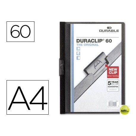 CARPETA DURACLIP DOSSIER PINZA LATERAL NEGRO CAPACIDAD 60 HOJAS
