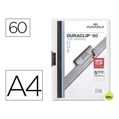 CARPETA DURACLIP DOSSIER PINZA LATERAL BLANCO CAPACIDAD 60 HOJAS