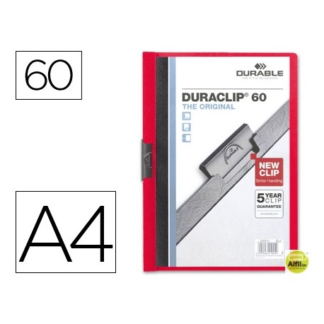 CARPETA DURACLIP DOSSIER PINZA LATERAL ROJO CAPACIDAD 60 HOJAS