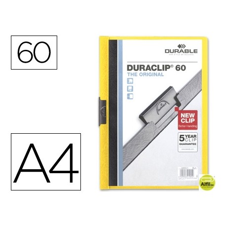 CARPETA DURACLIP DOSSIER PINZA LATERAL AMARILLO CAPACIDAD 60 HOJAS