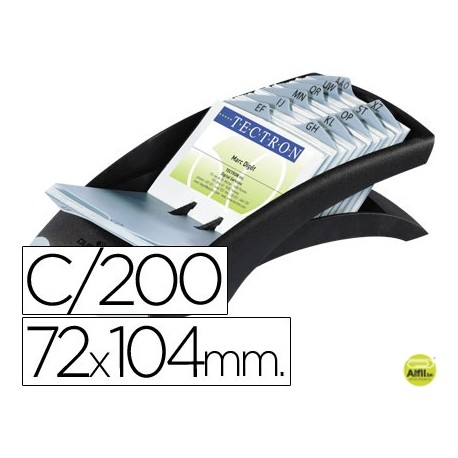 TARJETERO DURACLIP VISIFIX NEGRO 100 FUNDAS PARA 200 TARJETAS TAMAÑO 72X104 MM INCLUYE SEPARADOR AZ
