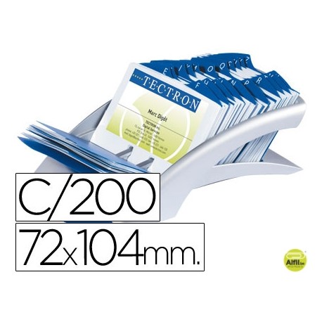 TARJETERO DURACLIP VISIFIX PLATA 100 FUNDAS PARA 200 TARJETAS TAMAÑO 72X104 MM INCLUYE SEPARADOR AZ