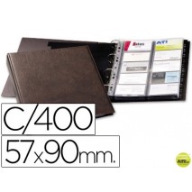 TARJETERO DURACLIP VISIFIX MARRON 20 FUNDAS PARA 400 TARJETAS TAMAÑO DIN A4 INCLUYE 12 SEPARADORES