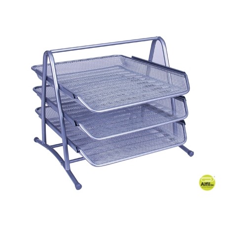 BANDEJA SOBREMESA METALICA Q-CONNECT KF00822 REJILLA PLATA 3 BANDEJAS MOVIBLES 350X278X2758 MM
