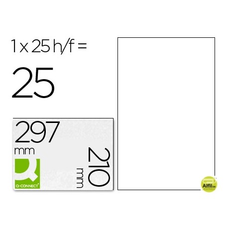 ETIQUETA ADHESIVA Q-CONNECT KF00228 -TAMAÑO DIN A4 -PARA INK-JET -TRANSPARENTE -CAJA CON 25 HOJAS DI