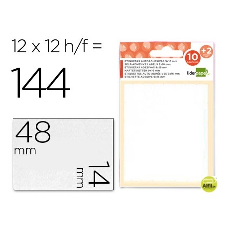 ETIQUETAS LIDERPAPEL SOBRE DE 10 H. + 2 H. OBSEQUIO 14X48 MM -10 UNIDADES POR HOJA