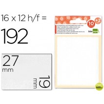 ETIQUETAS LIDERPAPEL SOBRE DE 10 H. + 2 H. OBSEQUIO 19X27 MM -16 UNIDADES POR HOJA