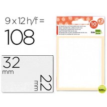 ETIQUETAS LIDERPAPEL SOBRE DE 10 H. + 2 H. OBSEQUIO 22X32 MM -9 UNIDADES POR HOJA