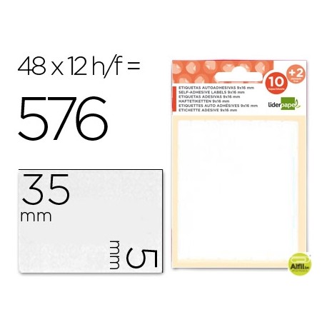 ETIQUETAS LIDERPAPEL SOBRE DE 10 H. + 2 H. OBSEQUIO 5X35 MM -36 UNIDADES POR HOJA