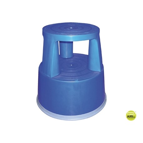 TABURETE Q-CONNECT RUEDAS RETRACTILES TRES RUEDAS -DOS NIVELES AZUL