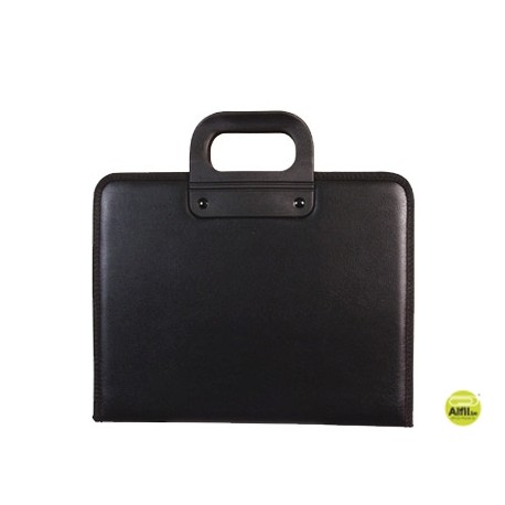 CARTERA PORTADOCUMENTOS Q-CONNECT NEGRA CON ASA CON CREMALLERA DIN A4 210X297 MM