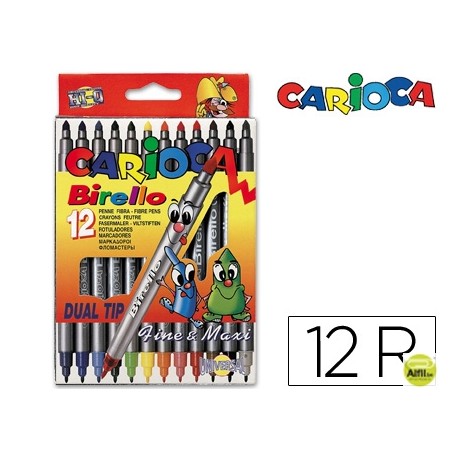 ROTULADOR CARIOCA BIRELO BIPUNTA CAJA DE 12 COLORES