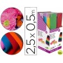 PAPEL CRESPON LIDERPAPEL 0.50 X 2.50 MT ENCELOFANADO -EXPOSITOR DE 80 UNIDADES COLORES SURTIDOS