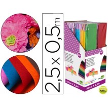 PAPEL CRESPON LIDERPAPEL 0.50 X 2.50 MT ENCELOFANADO -EXPOSITOR DE 80 UNIDADES COLORES SURTIDOS