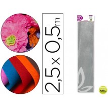 PAPEL CRESPON LIDERPAPEL 50 CM X 2.5M METALIZADO PLAT A