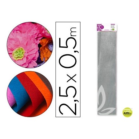 PAPEL CRESPON LIDERPAPEL 50 CM X 2.5M METALIZADO PLAT A