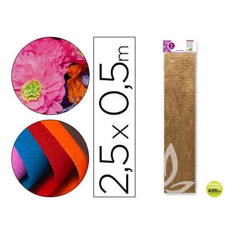 PAPEL CRESPON LIDERPAPEL 50 CM X 2.5M METALIZADO ORO
