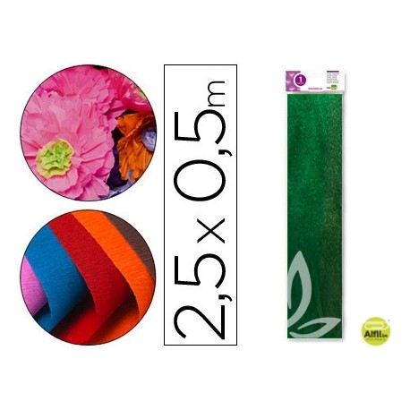 PAPEL CRESPON LIDERPAPEL 50 CM X 2.5M METALIZADO VERD E