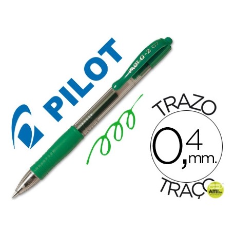 BOLIGRAFO PILOT G-2 VERDE TINTA GEL -RETRACTIL -SUJECION DE CAUCHO