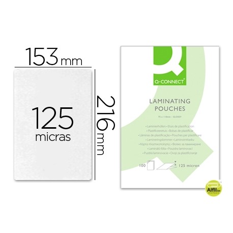 BOLSA DE PLASTIFICAR Q-CONNECT-153 X 216 MM -125 MC -DIN A5