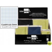 CUADERNO LIDERPAPEL ENCOLADO CON GOMILLA TAPA SIMIL PIEL -EXPOSITOR DE 45 UNIDADES SURTIDAS CUADRO 5