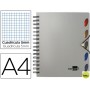 BLOC ESPIRAL LIDERPAPEL A4 MICRO EXECUTIVE TAPA POLIPROPILENO 100H 80G CUADRO 5MM 5 SEPARADORES CON