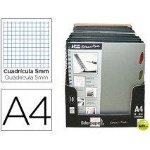 BLOC ESPIRAL LIDERPAPEL DIN-A4 EXECUTIVE CUADRO 5MM 100 HOJAS80 GR. 5 SEPARADORES PLASTICO-EXPOS.