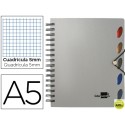 BLOC ESPIRAL LIDERPAPEL A5 MICRO EXECUTIVE TAPA POLIPROPILENO 100H 80G CUADRO 5MM 5 SEPARADORES CON