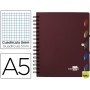 BLOC ESPIRAL LIDERPAPEL A5 MICRO EXECUTIVE TAPA POLIPROPILENO 100H 80G CUADRO 5MM 5 SEPARADORES CON