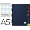 BLOC ESPIRAL LIDERPAPEL A5 MICRO EXECUTIVE TAPA POLIPROPILENO 100H 80G CUADRO 5MM 5 SEPARADORES CON