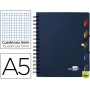 BLOC ESPIRAL LIDERPAPEL A5 MICRO EXECUTIVE TAPA POLIPROPILENO 100H 80G CUADRO 5MM 5 SEPARADORES CON