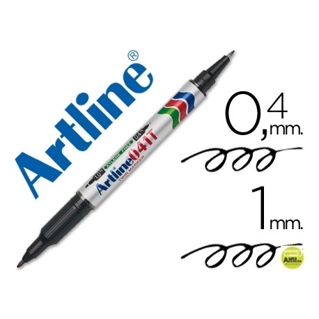 ROTULADOR ARTLINE MARCADOR PERMANENTE EK-041T NEGRO -DOBLE PUNTA 0.4 Y 1.0 MM