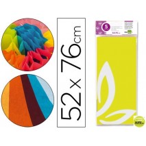 PAPEL SEDA LIDERPAPEL 52X76CM 18G/M2 BOLSA DE 5 HOJAS AMARILLO