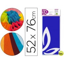 PAPEL SEDA LIDERPAPEL 52X76CM 18G/M2 BOLSA DE 5 HOJAS AZUL