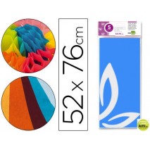 PAPEL SEDA LIDERPAPEL 52X76CM 18G/M2 BOLSA DE 5 HOJAS CELESTE