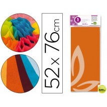 PAPEL SEDA LIDERPAPEL 52X76CM 18G/M2 BOLSA DE 5 HOJAS NARANJA